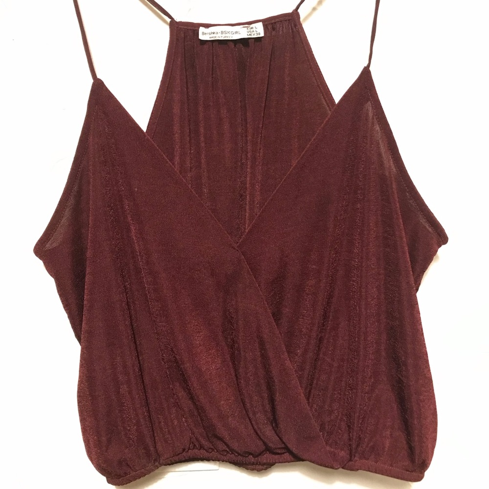 Bershka Mauve Silky Jersey Spaghetti Strap Top 👑